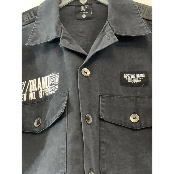 LF The Brand Women’s Black CARGO 8749 Graphic Cropped Distressed Jacket Size XS - Picture 11 of 12